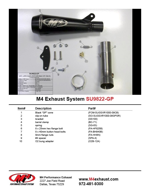 M4 Black GP Slip-On 2007-08 Suzuki GSX-R1000